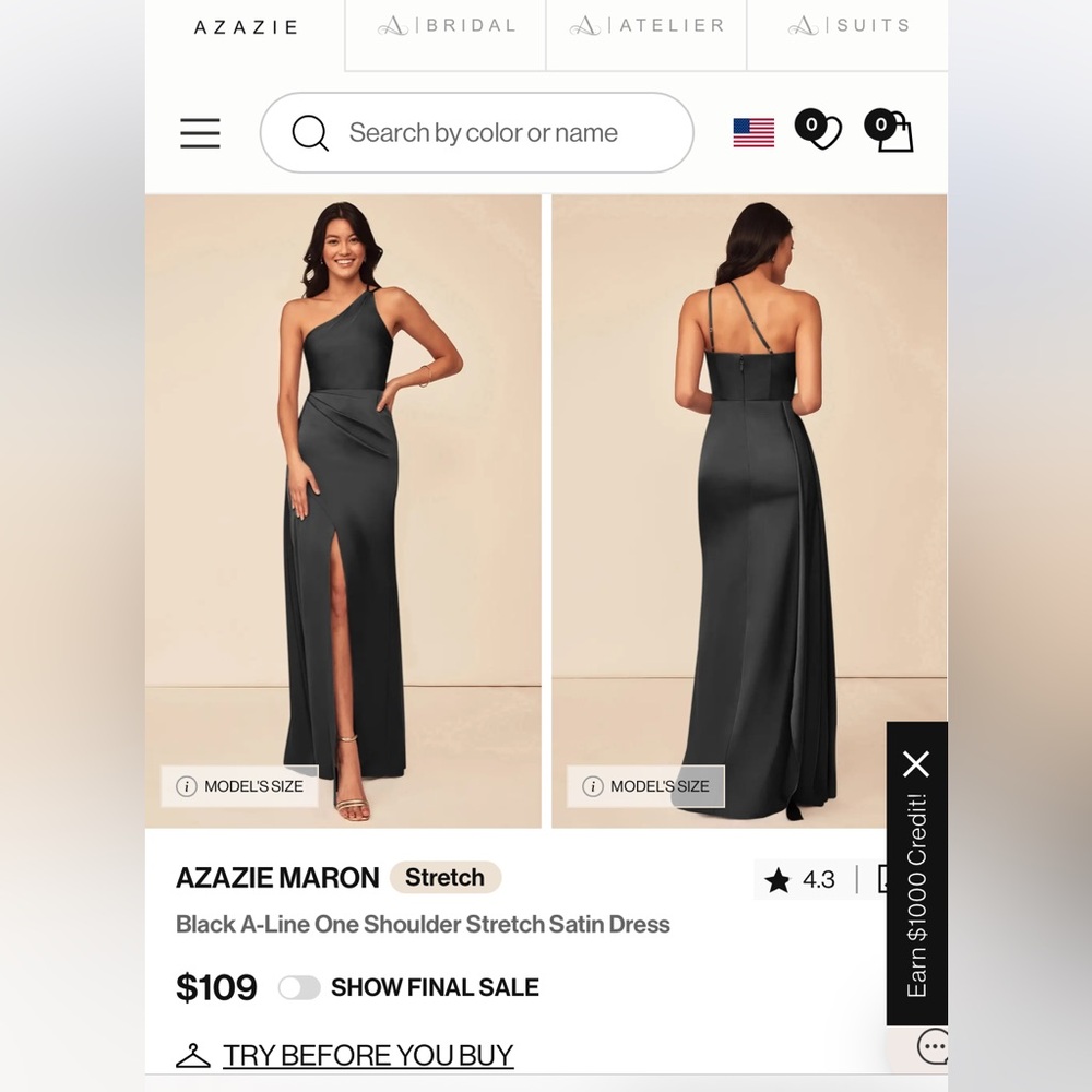 Azazie Gray Asymmetrical One-Shoulder Gown